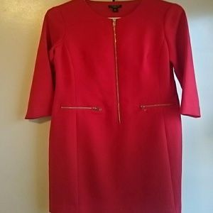 Ann Taylor red dress size 2p with zipper down fron